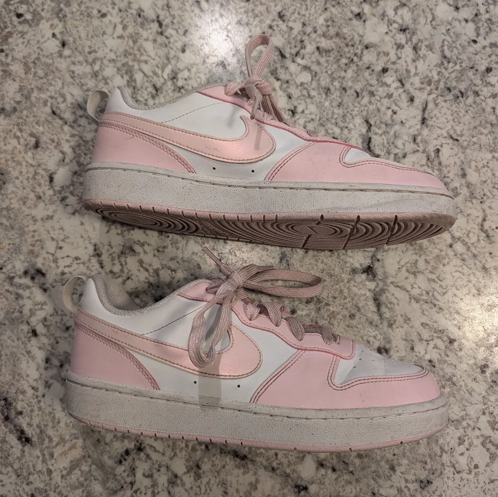 Nike Pink and White Borough Low Sneakers 6.5Y